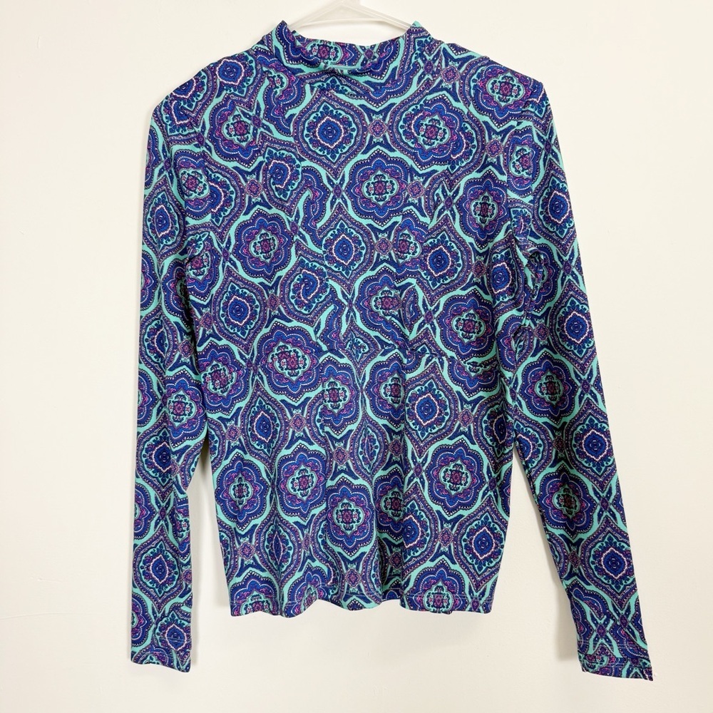 Coolibar Long Sleeve Top Womens Small Blue Paisley UPF 50+ UV Protection